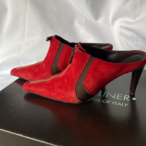 Donald Pliner Couture Red Suede Boot Mules, Size 6 - Picture 7 of 7